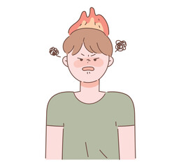 A very angry man. Anger concept character illustration.