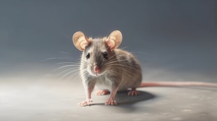 Cute gray little mouse isolated. Gray rat closeup. Veterinarian consultation. Rodent specialist. Smart rodent. Rat pet. Generative ai.