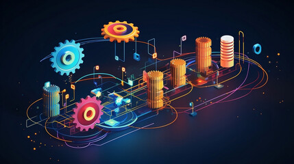 CRM Creative illustration. CRM Technology. Banner, Poster, Blog