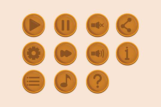 game UI button design in brown color vector professional concept