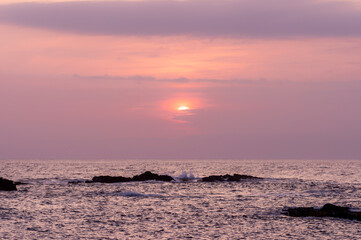 Fototapeta na wymiar 城ヶ島から見る日没直前の空と海