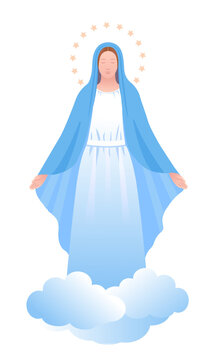 Feast of the immaculate conception.Vector illustration for the Christian community.  Holy Mary Mother of God. to decorate the Assumption, Nativity or the Nativity of the Blessed Virgin Mary.