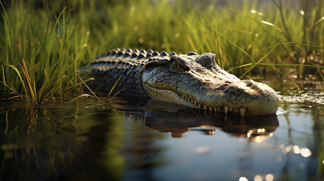 alligator in the everglades HD 8K wallpaper Stock Photographic Image
