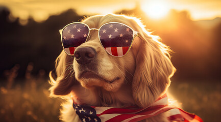 USA dog with sunglasses