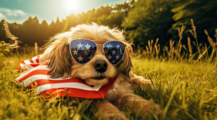 USA dog with sunglasses