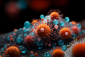Macroscopic of virus effect to human body. Generative AI.