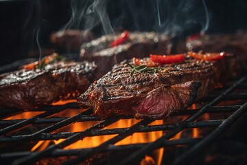 BBQ steak on the grill