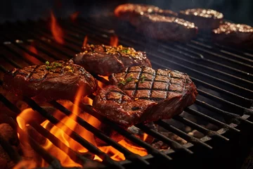 Rolgordijnen BBQ steak on the grill © Christian
