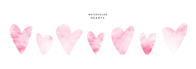 Set of watercolor hearts.Vector collection.Elements for your design.