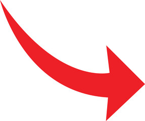 Red arrow on white background. Arrows for app, website, social media and digital vector illustration