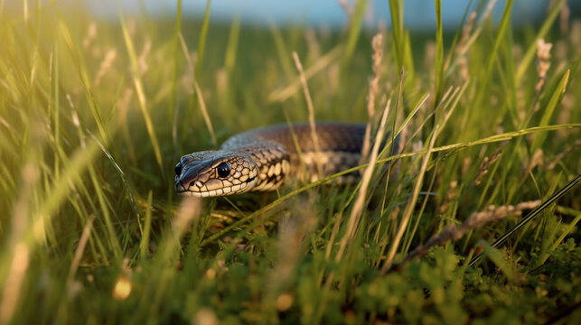 snake in grass HD 8K wallpaper Stock Photographic Image