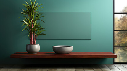 Mockup poster frame in modern dark green home, Mockups Design 3D, High-quality Mockups, Generative Ai