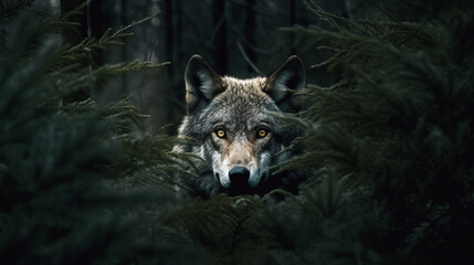 wolf in the forest HD 8K wallpaper Stock Photographic Image