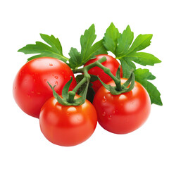 Delicious tomatoes isolated on transparent background, png clip art. Generated with AI.