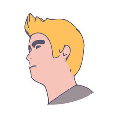 Side view male face. Man avatar. Outline style
