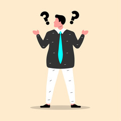 Vector flat illustration features male and female cartoon characters displaying a diverse range of emotions.