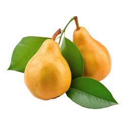Delicious pears isolated on transparent background, png clip art, template for mark fruit flavor on label of product. Generated with AI.
