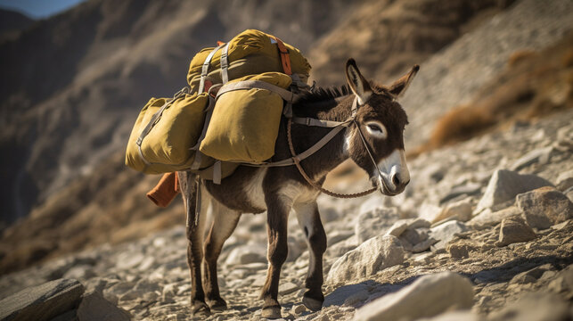 donkey in the desert HD 8K wallpaper Stock Photographic Image