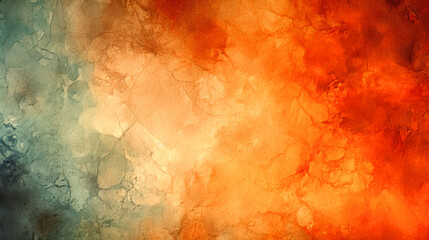 Vibrant Fusion of Orange and Blue Tones in an Abstract Watercolor Painting, Exuding a Moody Ambience