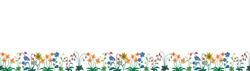 Flower seamless banner from watercolor illustration made by hand.
