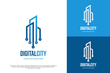Digital city vector logo template. This design use for technology of city.
