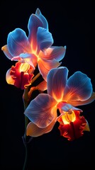 Abstract vertical flower wallpaper with black background