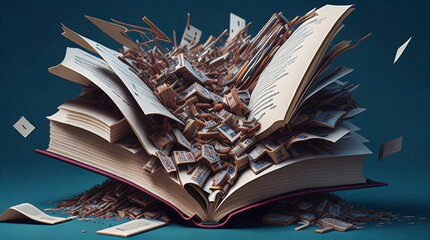A chaotic jumble of words and letters, swirling around a book, as if the AI is trying to decipher the meaning of dyslexia