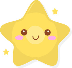 A Little Cute Kawaii Charming Kid Character Shining Star Design (Best use Decoration for Template, Poster, Card, etc.)