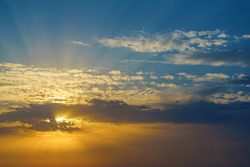 Beautiful sky at sunset. Interesting play of colors.