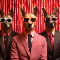 Harmony Hounds: Dog Band Poses for Memorable Album Cover, Generative AI