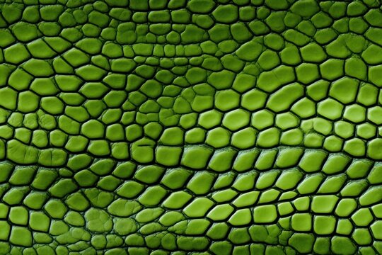 Seamless pattern with green reptile skin, textured lizard scales. Generated with AI.