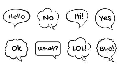 Speech bubble talk comic balloon dialog text abstract set. Vector design graphic illustration