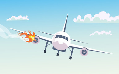 Fototapeta na wymiar Airplane aircraft aeroplane crash accident concept. Vector design graphic illustration 
