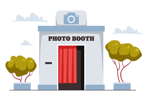Photo booth machine pictures film cabin concept. Vector design graphic illustration
