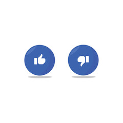 like icon button and dislike icon button with blue color circle isolated white background