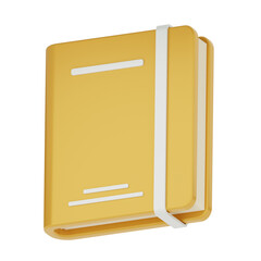 Notebook icon 3d rendering, yellow book education equipment concept illustration