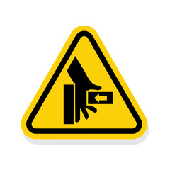 ISO Triangle Warning Sign: Hand Crush Force From Right Symbol