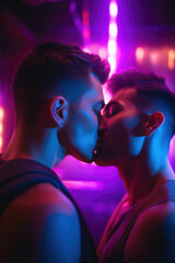 LGBT Men Sharing a Tender Kiss. Generative AI