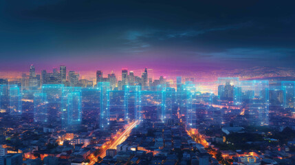 Obraz premium Multidimensional City Lights at Twilight. Generative AI