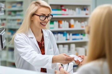 Professional Pharmacist Delivering Medications. Generative AI