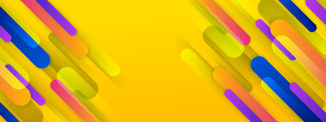 Set of yellow banners with a polygonal geometric background with different design elements and colors