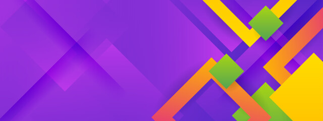 Set of abstract purple orange yellow green background with colorful geometric shapes