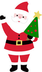 santa holding christmas tree