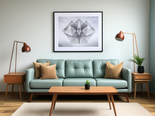 Mockup Poster In Modern Living Room Interior, Mockups Design 3D, High-quality Mockups, Generative Ai