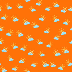 Sun seamless pattern in doodle style.