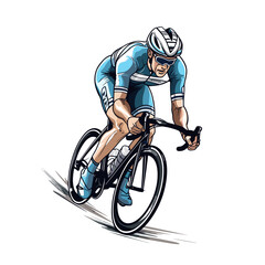 Road cyclist hand-drawn illustration. Cyclist. Vector doodle style cartoon illustration
