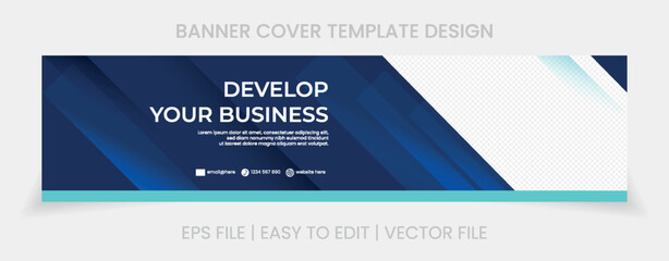 blue banner abstract background linkedin cover social media template vector design