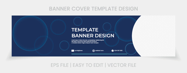 blue banner abstract background linkedin cover social media template vector design