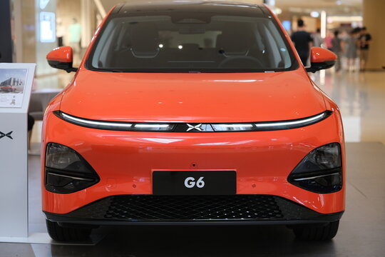 Shanghai,China-July 2nd 2023: front of XPeng Motors G6 electric SUV car exterior.