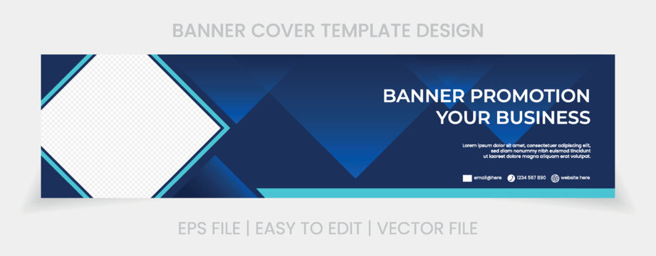 blue banner abstract background linkedin cover social media template vector design